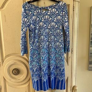 Lilly Pulitzer multi color Blue Ombre Printed Dress w/ crisscross back detailing